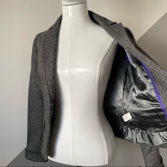 J Crew Wool Herringbone Blazer Jacket Fall - Picture 6 of 9